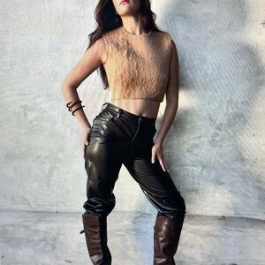 NWT Versace Vintage 1997 Black Faux leather Lizard Embossed Pants